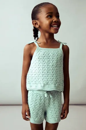 MANGO Casual short mintgroen Korte broek Meisjes Katoen Effen