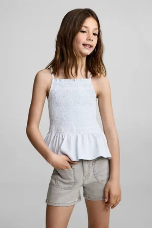 MANGO Denim short grey denim Grijs Effen
