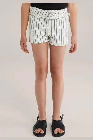 WE Fashion Denim slim short wit Denim short Streep