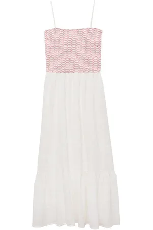 MANGO Maxi jurk ecru Meisjes Katoen Ronde hals All over print