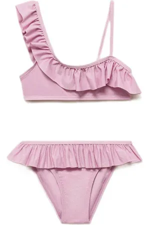 MANGO One shoulder bikini Meisjes Polyamide Effen