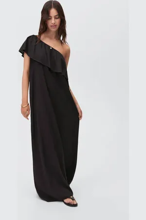 MANGO Maxi jurk Meisjes Viscose One shoulder Effen