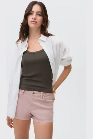 MANGO Denim short lichtroze Effen