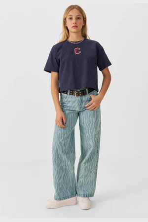 CoolCat Wide leg jeans June met zebraprint Meisjes Denim Zebraprint