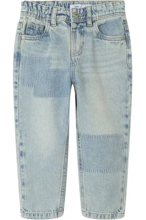 NAME IT MINI tapered jeans light blue denim Blauw Effen