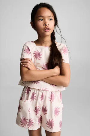 MANGO Blousetop lichtroze Meisjes Katoen Vierkante hals All over print