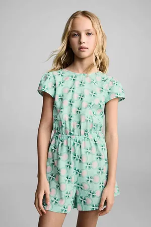 MANGO Playsuit Meisjes Katoen Ronde hals All over print