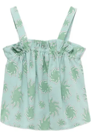 MANGO Mouwloze top Meisjes Katoen Vierkante hals All over print