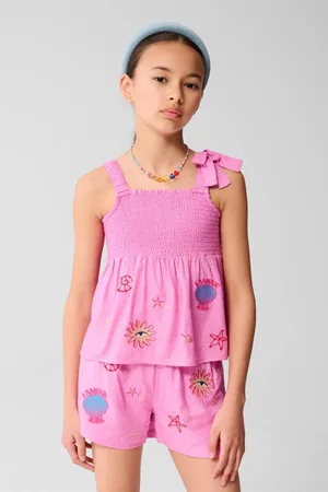 SHOEBY Mouwloze top Meisjes Viscose Vierkante hals Mixprint