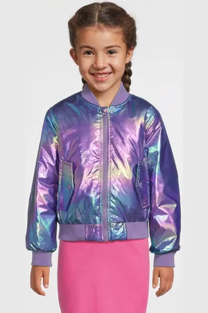 NAME IT KIDS bomberjack paars Jas Meisjes Polyester Ronde hals Effen