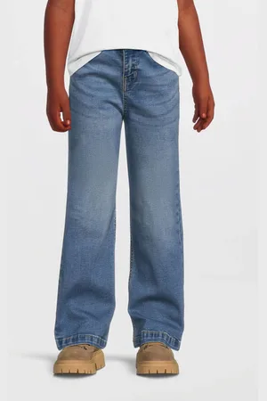 Anytime Wide leg jeans mid blue Meisjes Katoen Effen