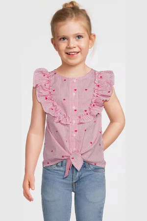 NAME IT KIDS blouse roze Meisjes Katoen Ronde hals Logo