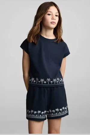 MANGO Casual short marine Korte broek Blauw Meisjes Katoen All over print