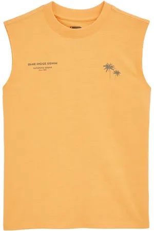 WE Fashion Singlet oranje Jongens Katoen Ronde hals Logo