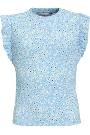 Anytime Crinkle top met ruffles blomenprint Meisjes Polyester Ronde hals