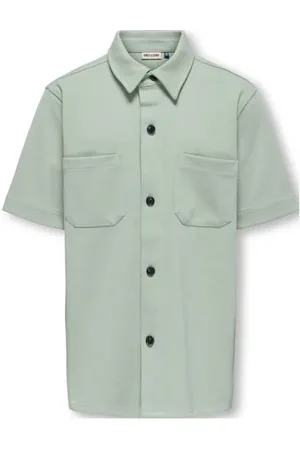 Only & Sons JUNIOR overhemd lichtgroen Jongens Polyester Klassieke kraag
