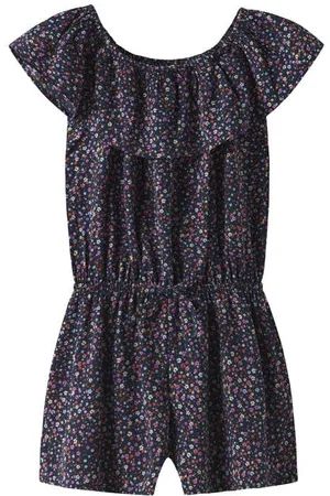 NAME IT KIDS playsuit donkerblauw Meisjes Polyester Boothals Bloemen