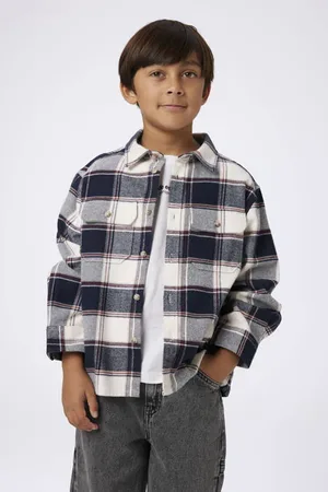 NAME IT KIDS overshirt NKMTAMOL met ruitdessin donkerblauw Overhemd Jongens Katoen Klassieke kraag