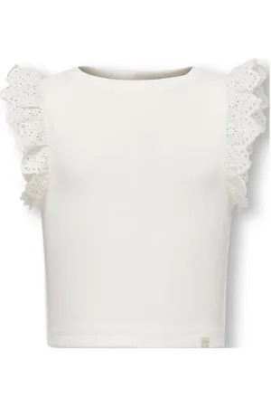 ONLY KIDS MINI mouwloze top broderie Meisjes Katoen Ronde hals Effen