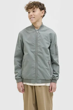 JACK & JONES JUNIOR bomberjack Jas Groen Jongens Polyester Opstaande kraag