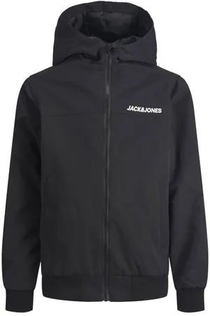 JACK & JONES JUNIOR zomerjas JJERUSH zwart Jongens Polyester Capuchon Effen