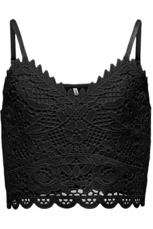 ONLY KIDS GIRL crop top KOGHONEY zwart Meisjes Viscose V