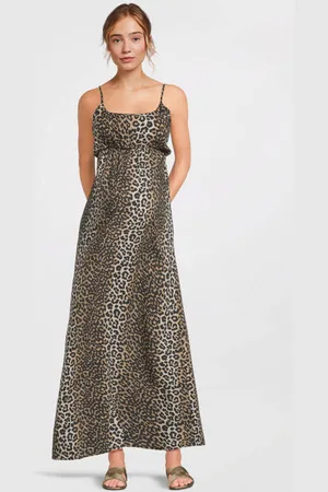 ONLY Zwangerschaps maxi jurk lichtbruin Dames Viscose Ronde hals