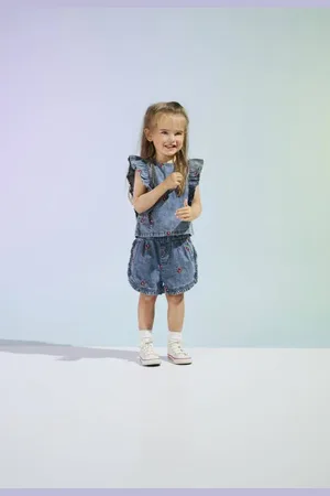 ONLY KIDS MINI denim blousetop medium blue denim Blauw All over print