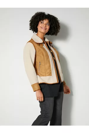 Angel of Style Imitatieleren jasje van imitatielamsvacht Cognac/