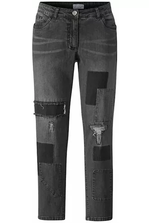 Angel of Style Dames Skinny - Jeans met patches voor Dark grey