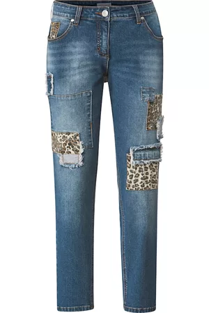Angel of Style Dames Skinny - Jeans met patches met animalprint Blue stone
