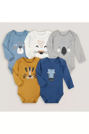 La Redoute Baby Rompertjes - Set van 5 rompers met lange mouwen, diermotieven