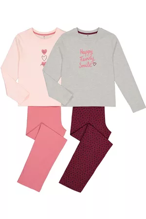 La Redoute Meisjes Pyjama's - Set van 2 pyjama's in katoen, hartprint en tekst