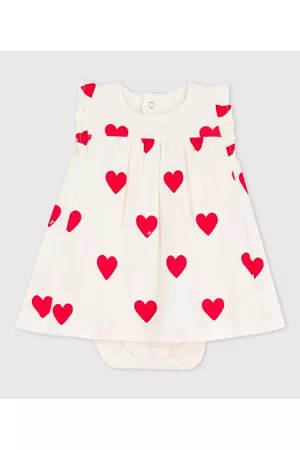 Petit Bateau Meisjes Geprinte jurken - Jurk met geïntegreerd romper en hartenprint