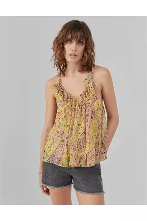 IKKS Dames Strapless tops - Caraco met kasjmierprint, smalle bandjes
