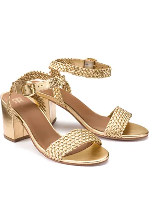 La Redoute Sandalen in gevlochten leer met hak