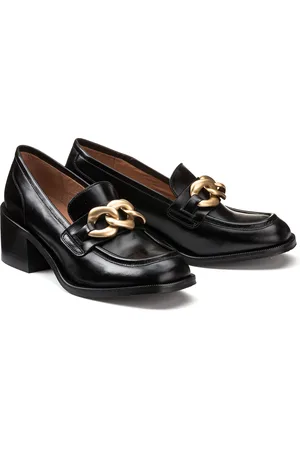 La Redoute Leren loafers met hak, met ketting
