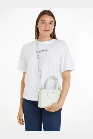 Calvin Klein Handtas met dubbele handvatten, ritssluiting en schouderriem