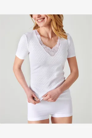 Damart T-shirt, halslijn in kant Thermolactyl Fancy Warmtegraad 4