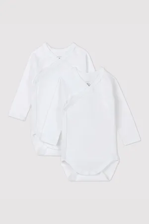 Petit Bateau Set van 2 rompers met gekruiste sluiting