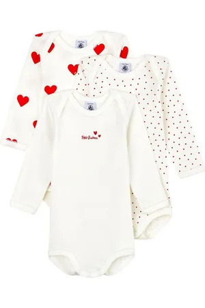 Petit Bateau Set van 3 rompertjes met lange mouwen