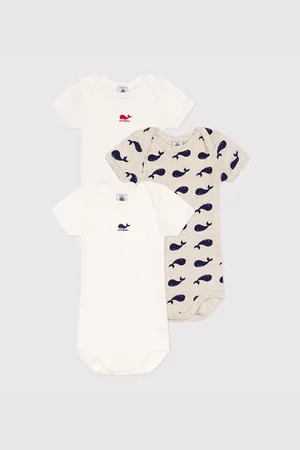 Petit Bateau Set van 3 rompertjes met korte mouwen