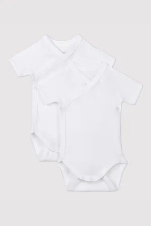 Petit Bateau Set van 2 rompers met gekruiste sluiting