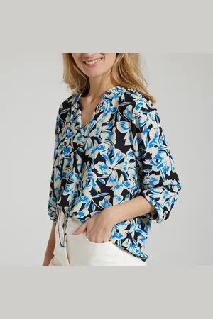 JDY Bedrukte blouse, te strikken aan de hals
