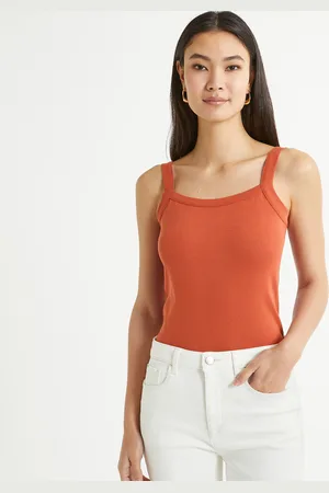 ANNE WEYBURN Tanktop met vierkante hals, zuiver gekamd katoen
