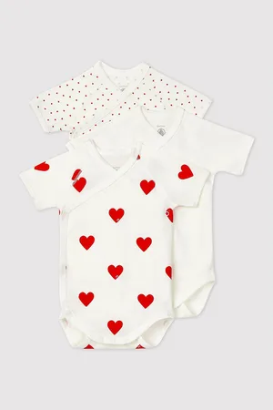 Petit Bateau Set van 3 gekruiste rompertjes met korte mouwen