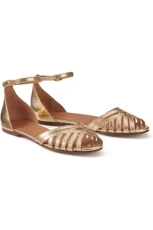 La Redoute Sandalen in metallic leer met enkelbandje, platte hak