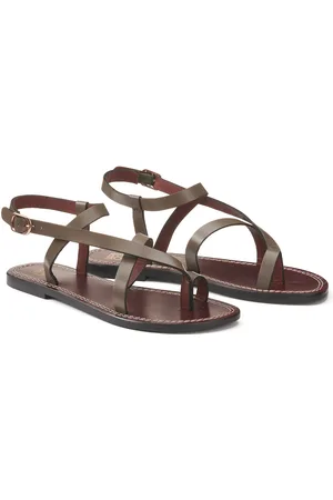 La Redoute Sandalen met teenstuk en platte hak, in leer