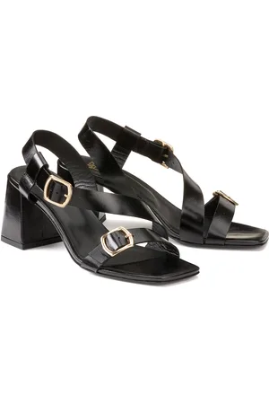 La Redoute Leren sandalen met gespen, hoge hak