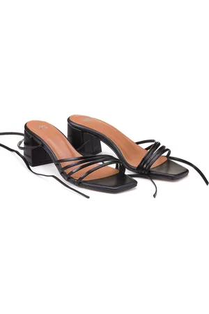 La Redoute Leren sandalen met hak, veter aan de enkel